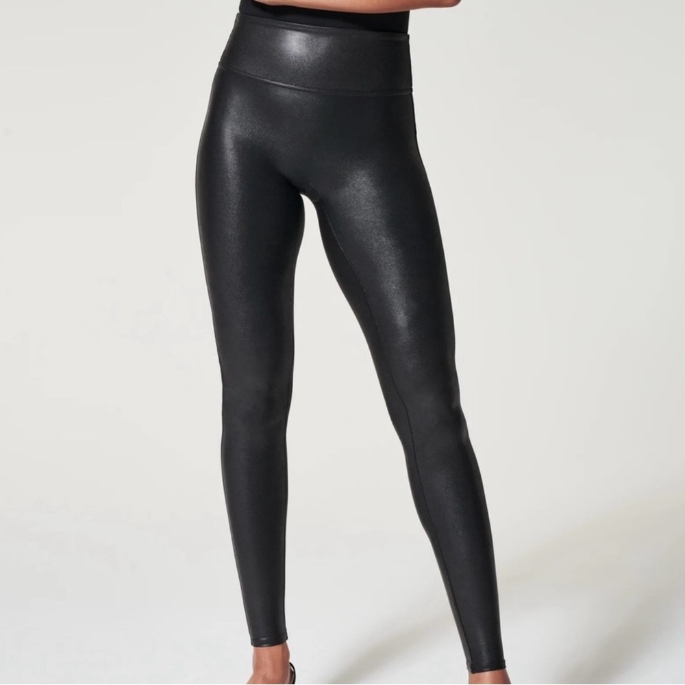 SPANX faux leather leggings. Size S